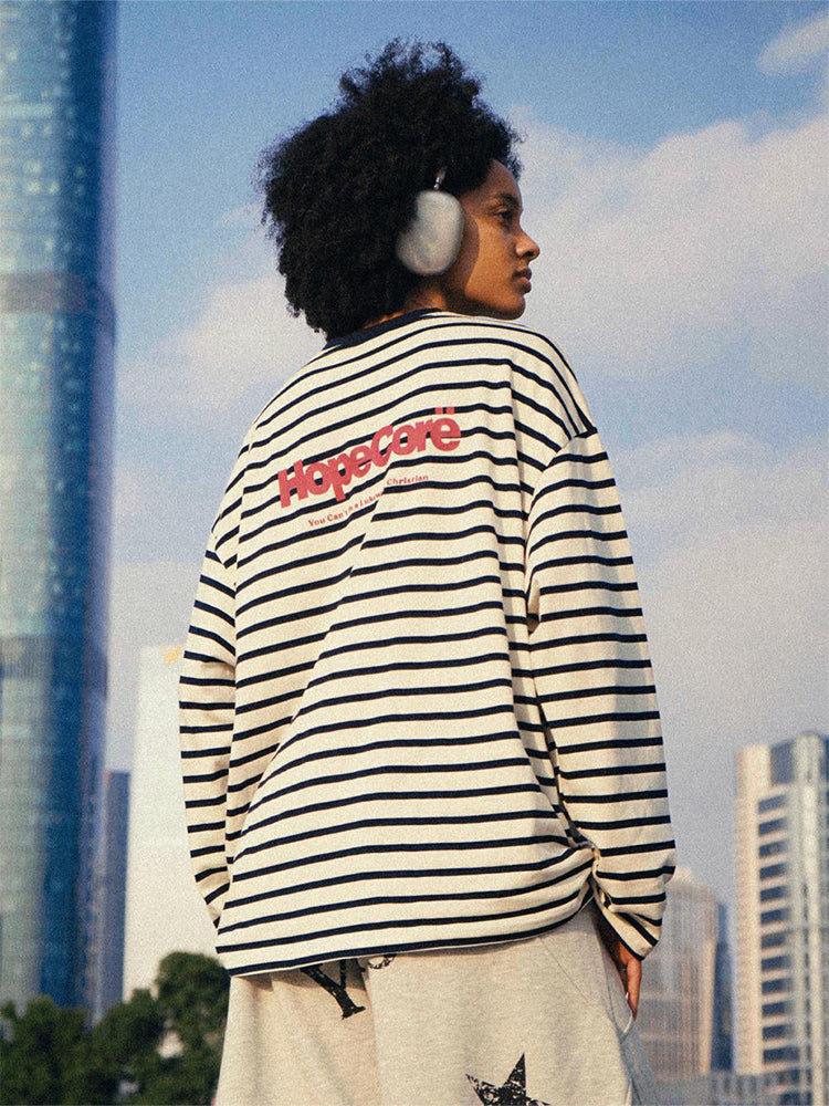 Styling look of HOPECORE Stripe Relaxed Top in Navy Blue - FDR