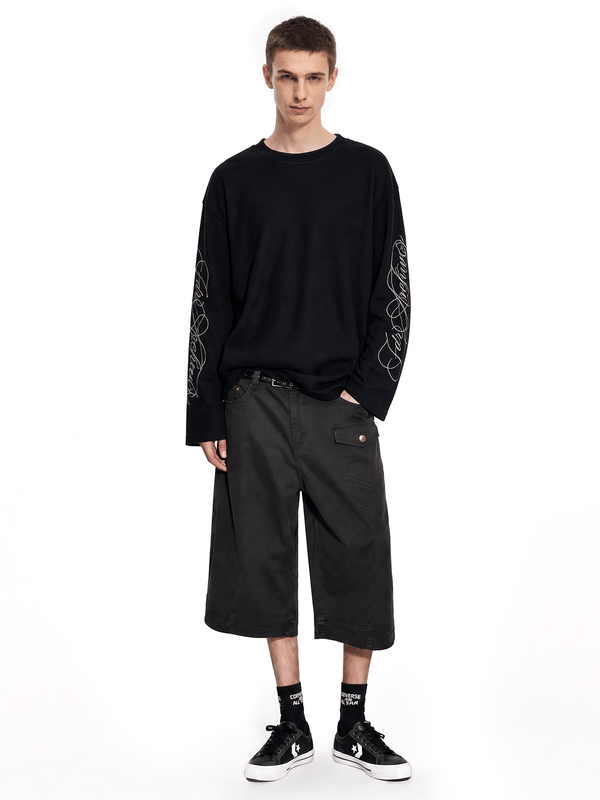 Script Embroidered Waffle Top - Front View - Streetwear Aesthetic | FDR Studios