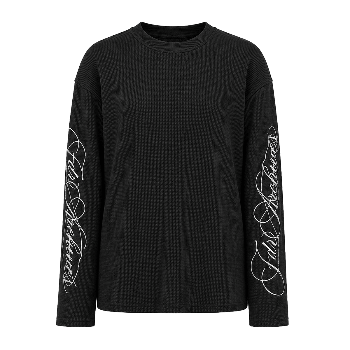 Script Embroidered Waffle Top - Fabric Texture & Stitching Detail - Streetwear Aesthetic | FDR Studios