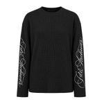 Script Embroidered Waffle Top - Fabric Texture & Stitching Detail - Streetwear Aesthetic | FDR Studios