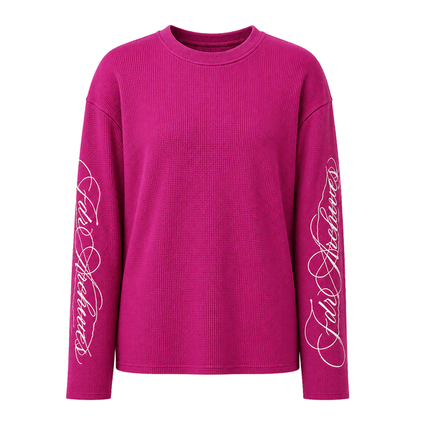 Script Embroidered Waffle Top - Style Perspective Shot 6 - Streetwear Aesthetic | FDR Studios