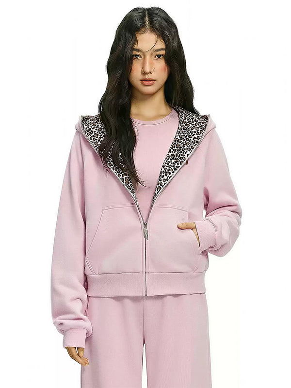 Leopard Fleece Cropped Hoodie - Back Profile & Fit Detail - Streetwear Aesthetic | FDR Studios