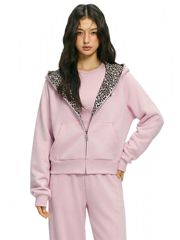 Leopard Fleece Cropped Hoodie - Fabric Texture & Stitching Detail - Streetwear Aesthetic | FDR Studios