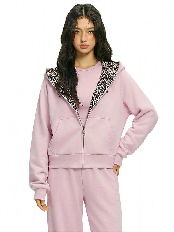 Leopard Fleece Cropped Hoodie - Fabric Texture & Stitching Detail - Streetwear Aesthetic | FDR Studios
