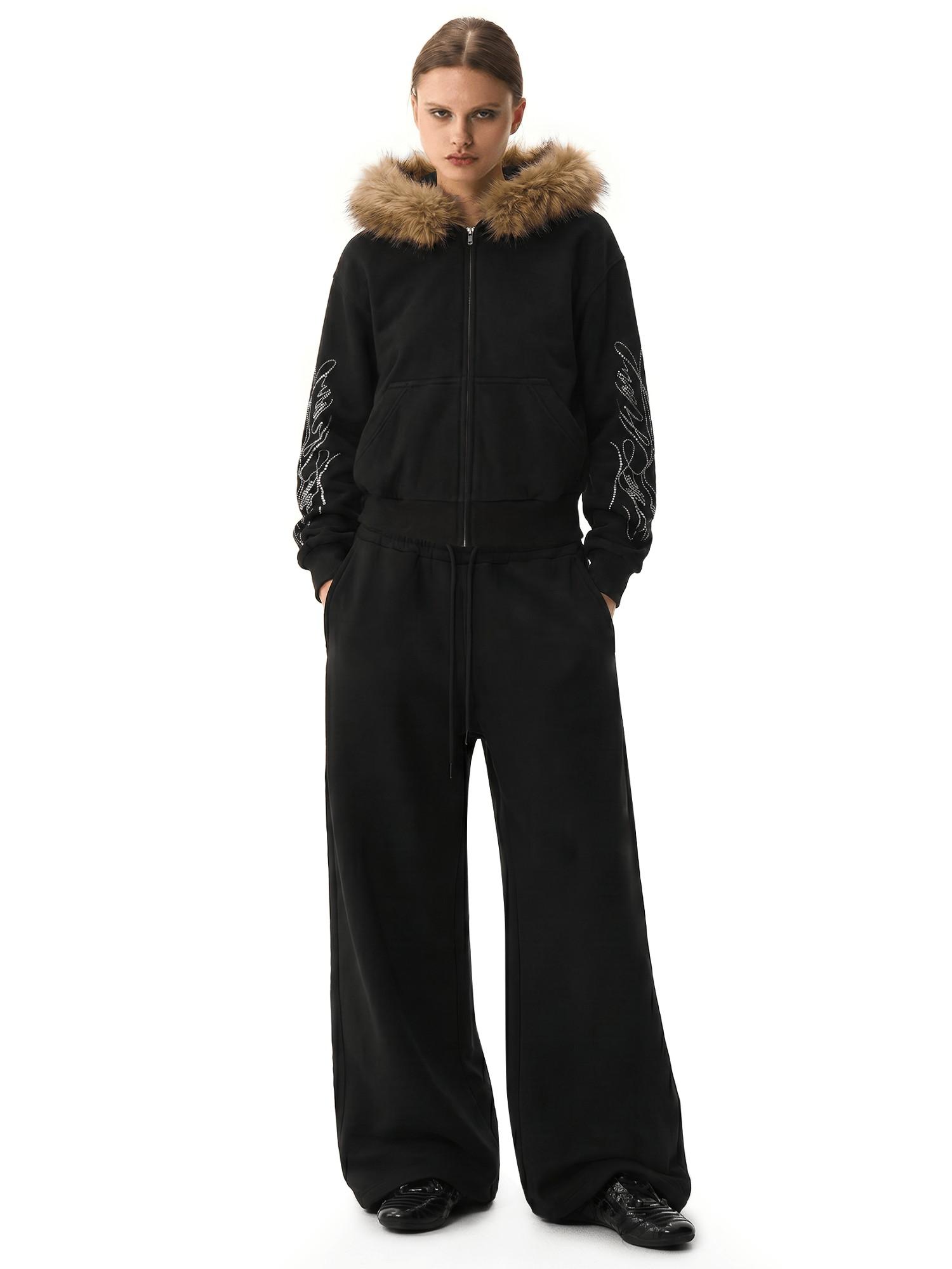 Glitz Script Fur Hoodie