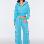 Product perspective 10 of Graffiti Leopard Zip Hoodies in Lake Blue - FDR