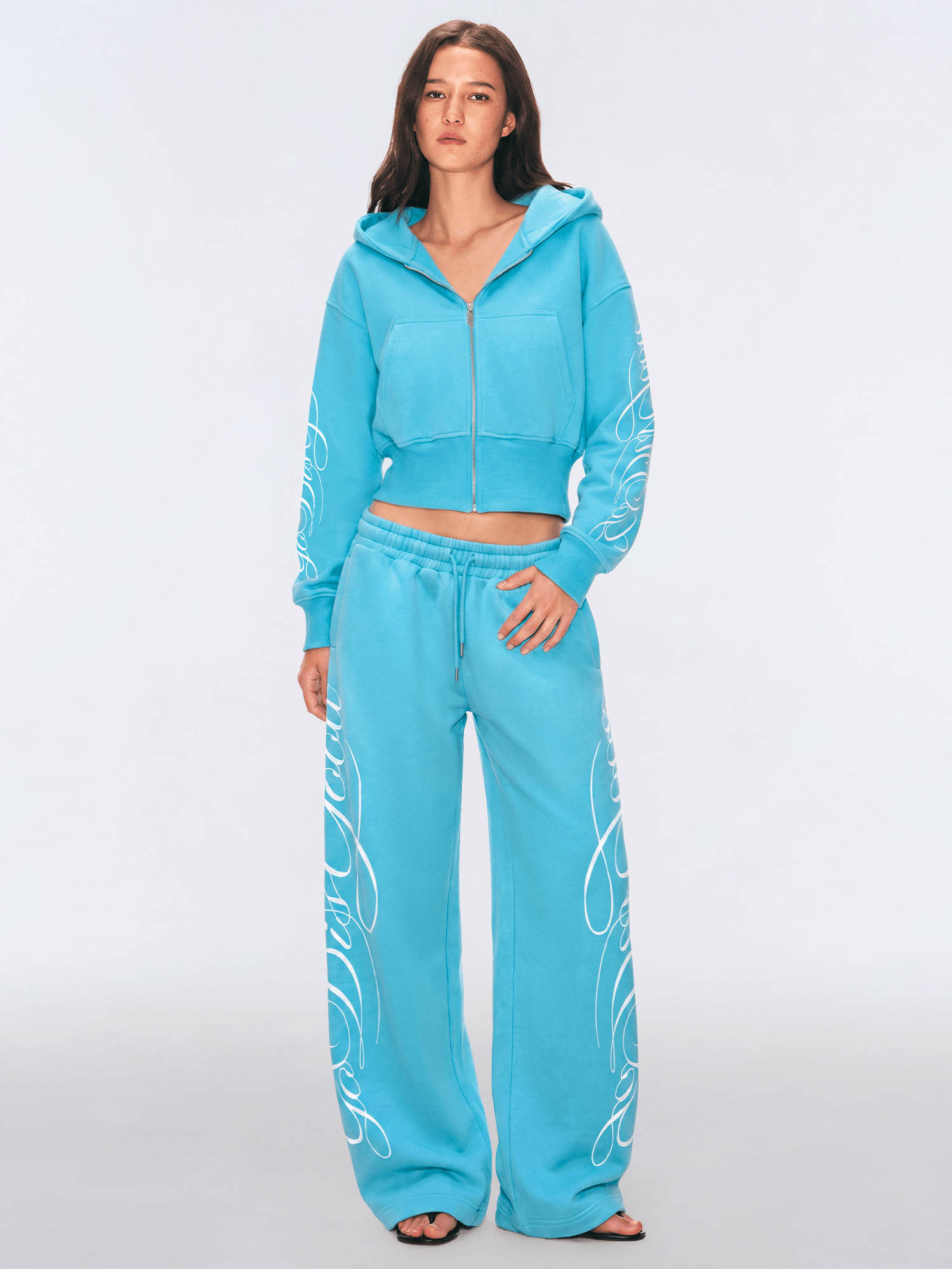 Product perspective 10 of Graffiti Leopard Zip Hoodies in Lake Blue - FDR