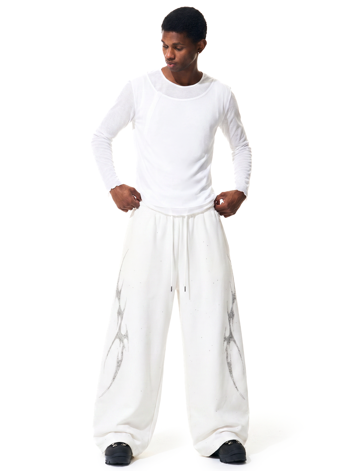 Pantalons de survêtement amples Gothiques à strass