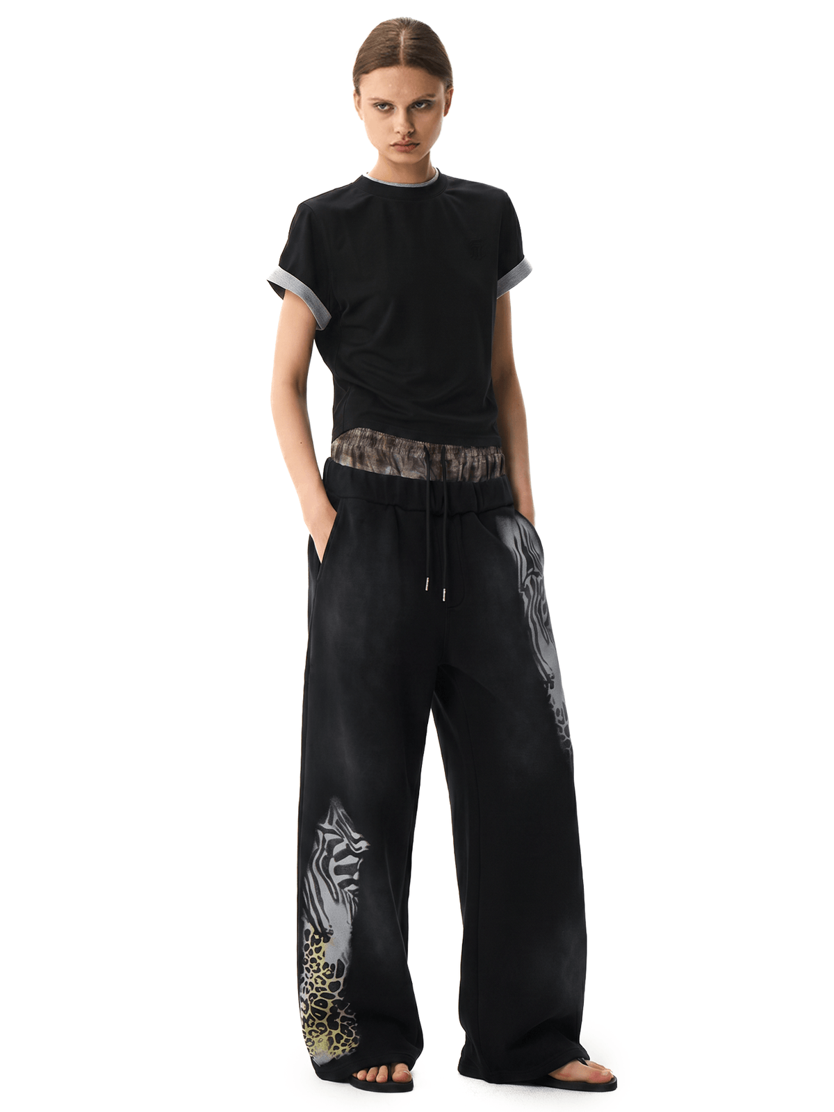 Pantalones de chándal anchos con cintura de estrella