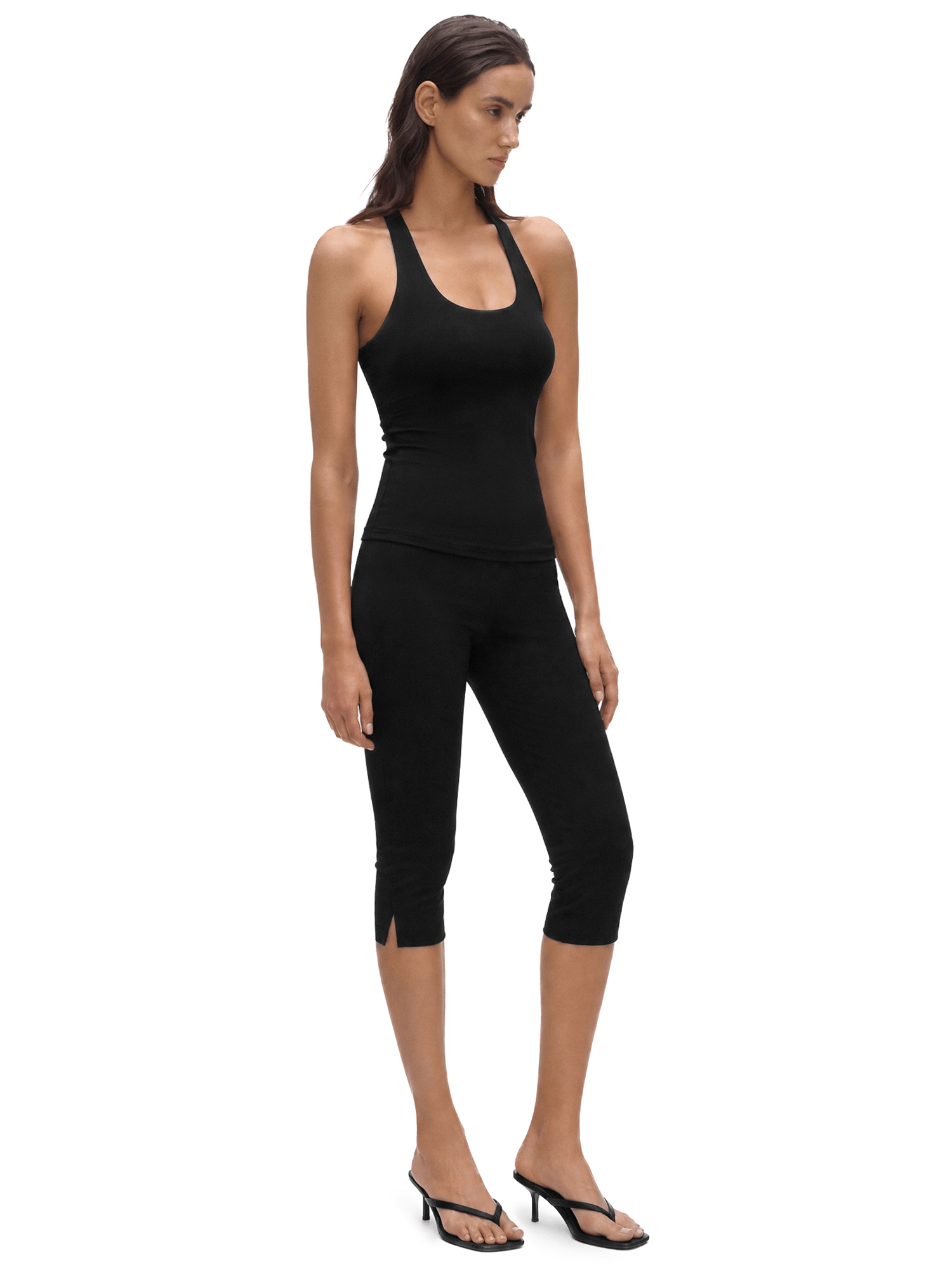 Halter Backless Top & High-Waisted Capri Leggings - Back Profile & Fit Detail - Y2K Streetwear | FDR Studios