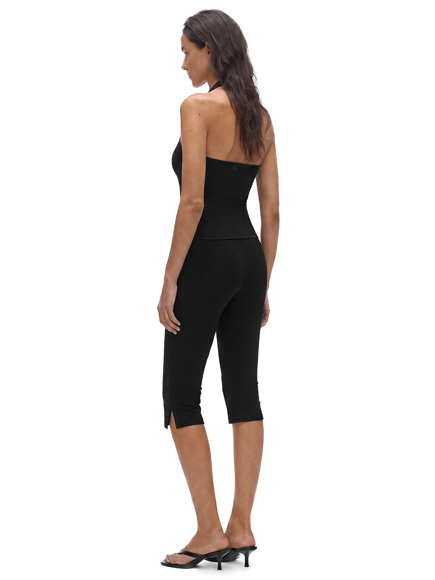 Halter Backless Top & High-Waisted Capri Leggings - Back Profile & Fit Detail - Y2K Streetwear | FDR Studios