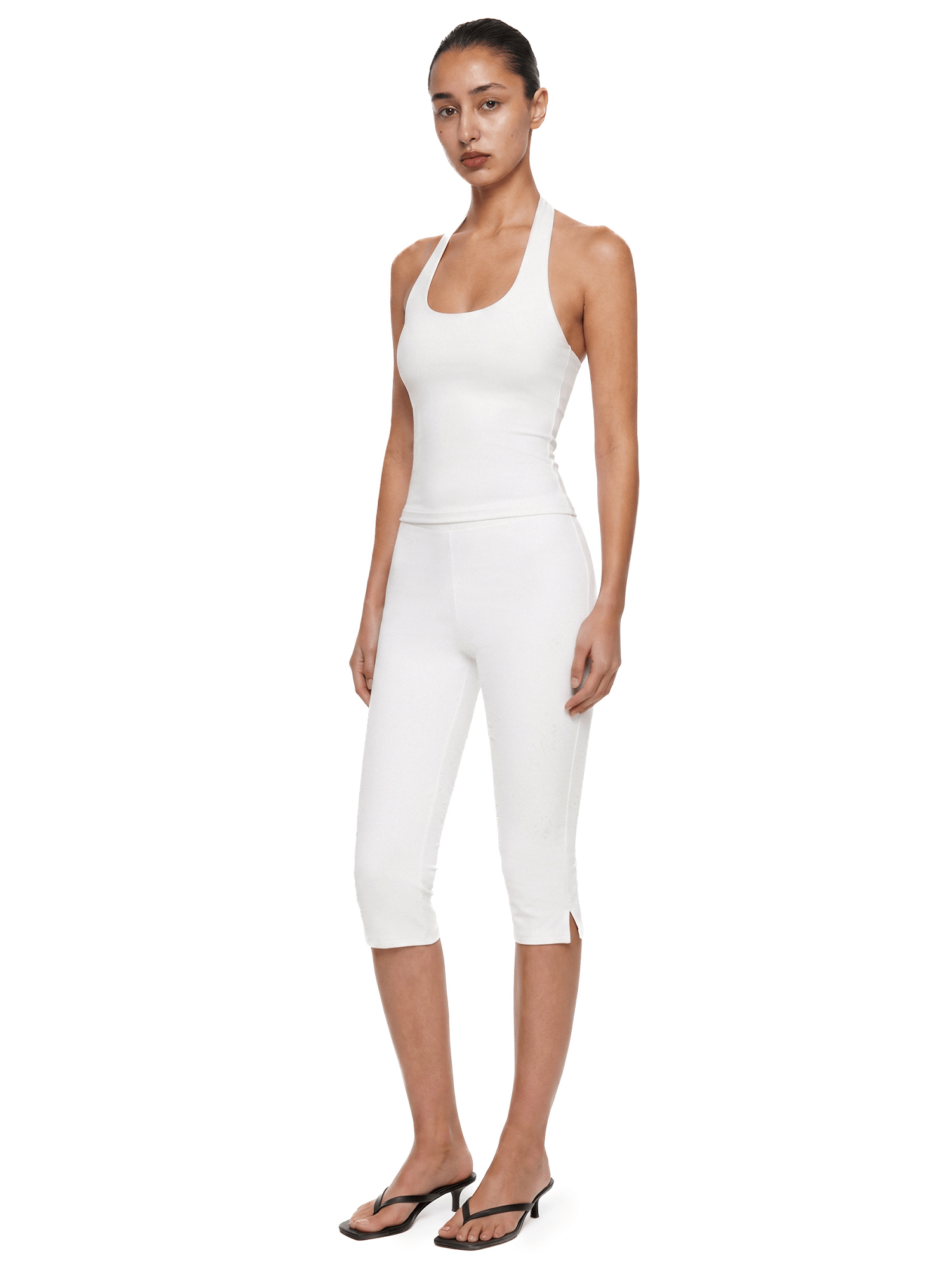 Halter Backless Top & High-Waisted Capri Leggings - Back Profile & Fit Detail - Y2K Streetwear | FDR Studios