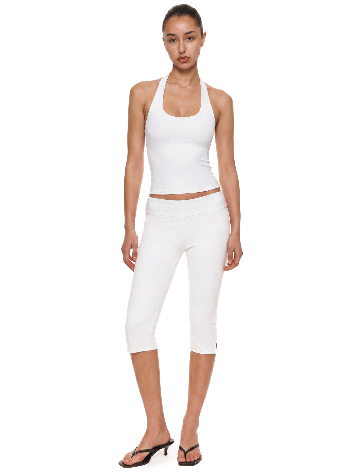 Halter Backless Top & High-Waisted Capri Leggings - Back Profile & Fit Detail - Y2K Streetwear | FDR Studios