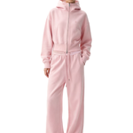 Boxy silhouette cropped hoodie in pink, sustainable heavy-duty fleece streetwear by FDR Studios.