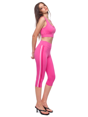 Contrast Ribbon Capri Leggings
