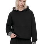close up of techwear black boxy cropped hoodie with custom matte metal zipper and double layered hood details