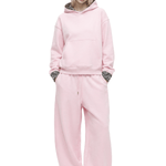 fdr studios cloud leopard cropped hoodie and baggy sweatpants set in y2k soft pink premium street style silhouette