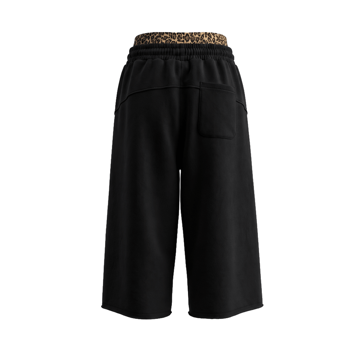 Leopard Double Waist Baggy Shorts - Close-up Material & Design Feature - Oversized Baggy Fit | FDR Studios