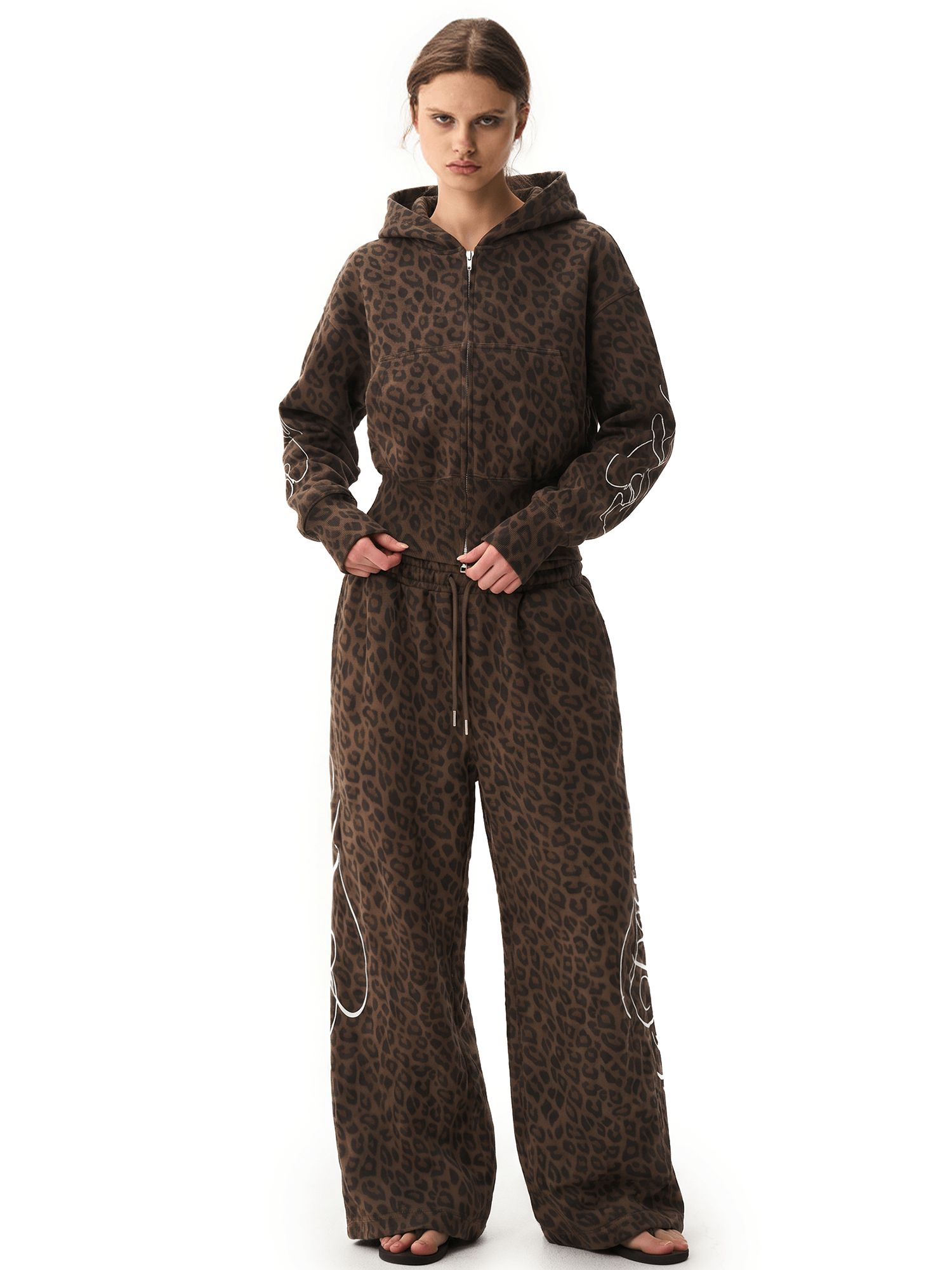 Graffiti Leopard Hoodies,Baggy Sweatpants