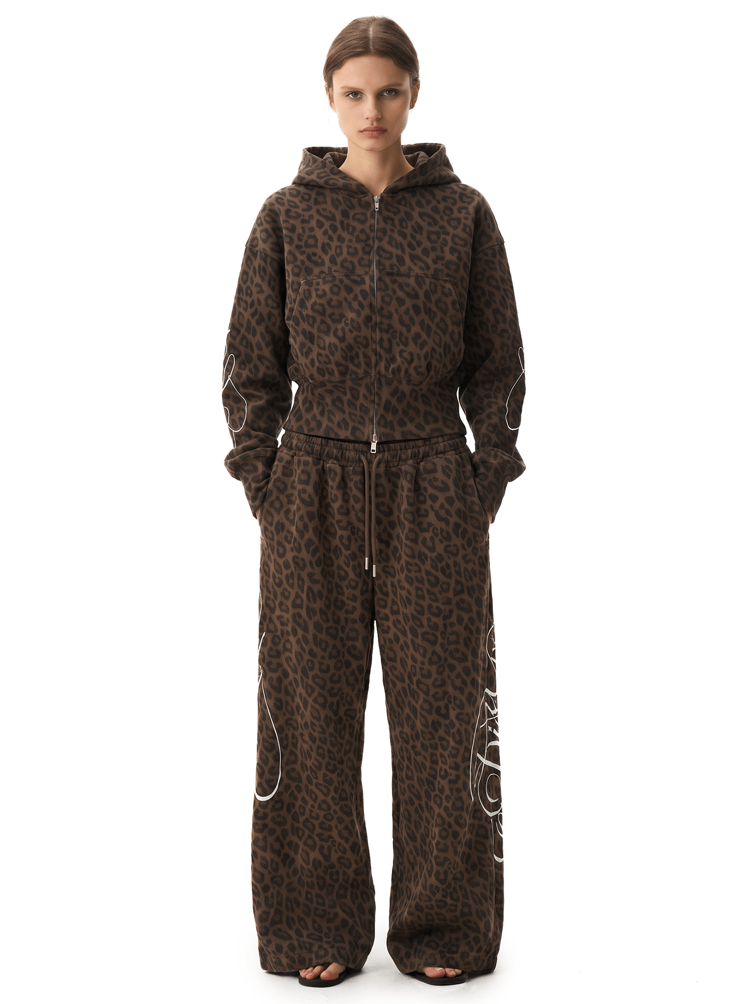 Graffiti Leopard Hoodies,Baggy Sweatpants