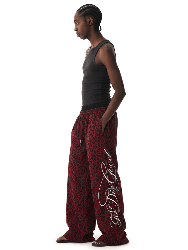 Graffiti Leopard Baggy Sweatpants - Back Profile & Fit Detail - Oversized Baggy Fit | FDR Studios