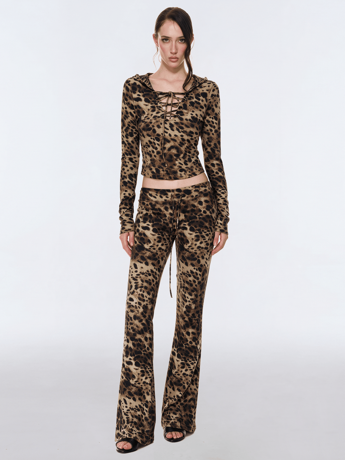 Leopard Lace-Up Cropped Top