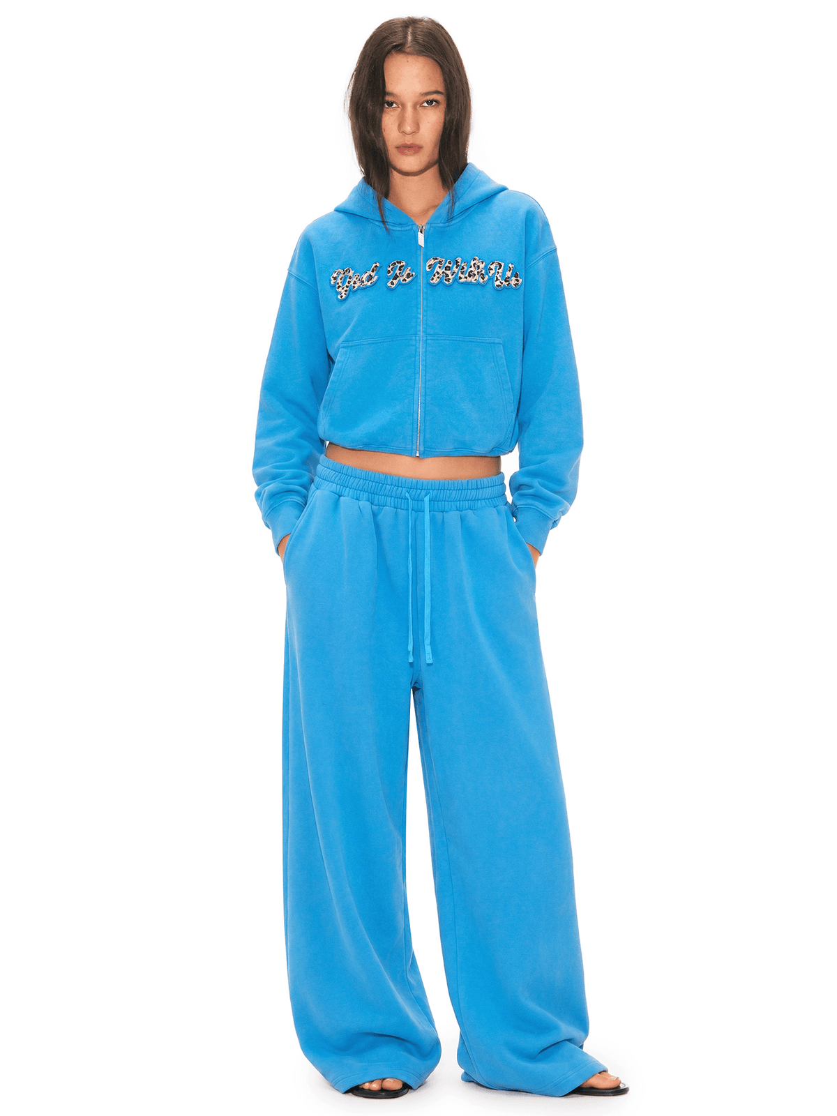 Leopard Applique Washed Hoodie