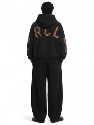 Leopardenmusterter Varsity Zip Hoodie