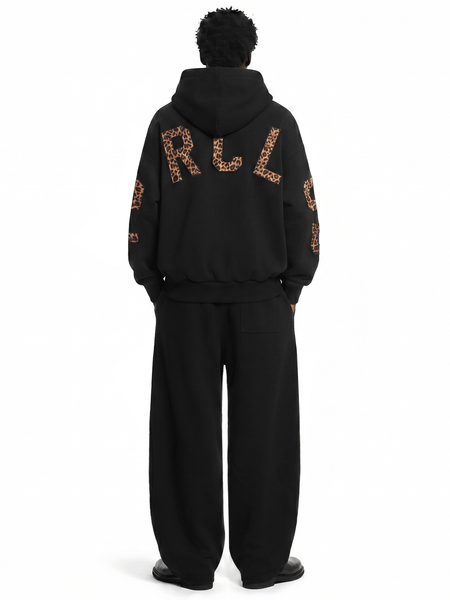 Oversized Leopard Varsity Zip Hoodie | Y2K Streetwear Jacket| FDR