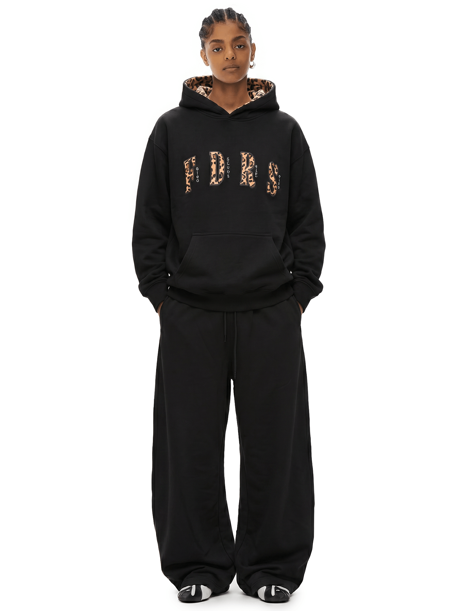 Leopard-Lined Oversized Hoodie