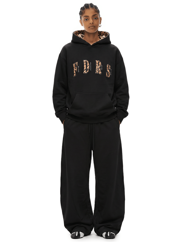 Leopard-Lined Oversized Hoodie - Side Angle & Silhouette Detail - Streetwear Aesthetic | FDR Studios