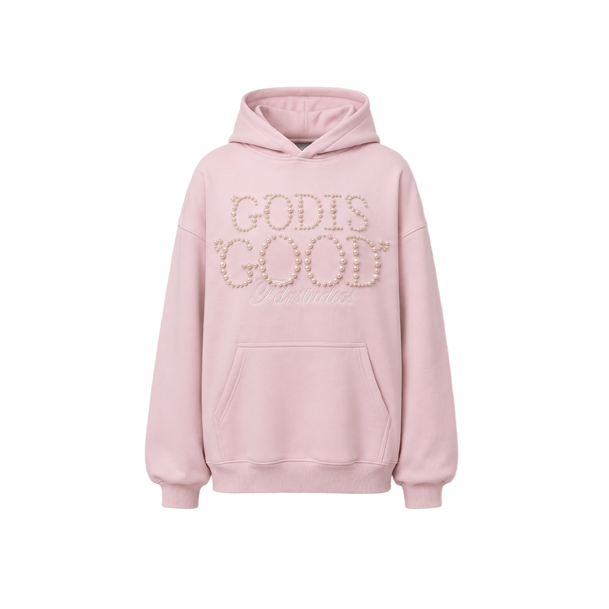 Pearl Script Oversized Hoodie - Close-up Material & Design Feature - Streetwear Aesthetic | FDR Studios