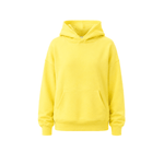 Product shot of a bright yellow hoodie against a plain white background.