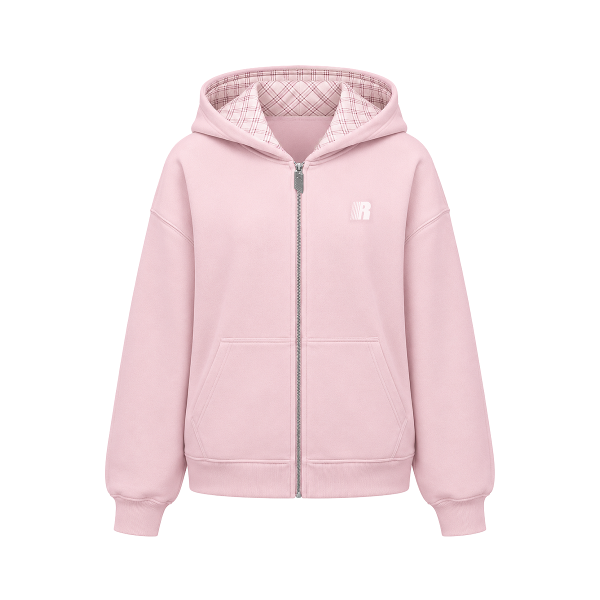 Plaid Patchwork Zip Hoodie