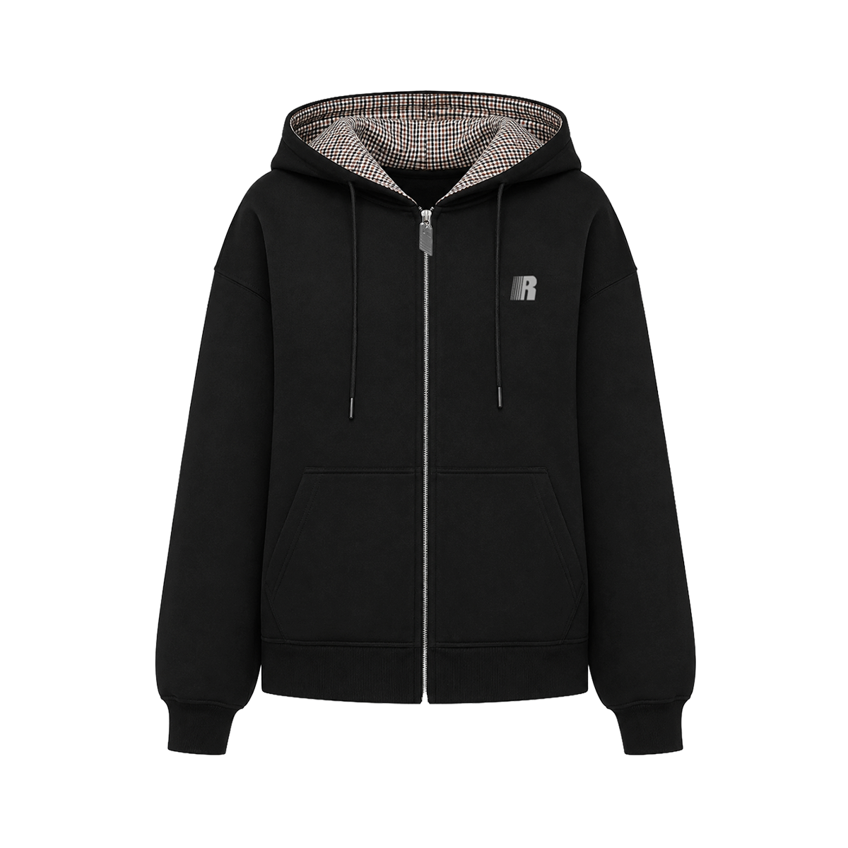 Plaid Patchwork Zip Hoodie