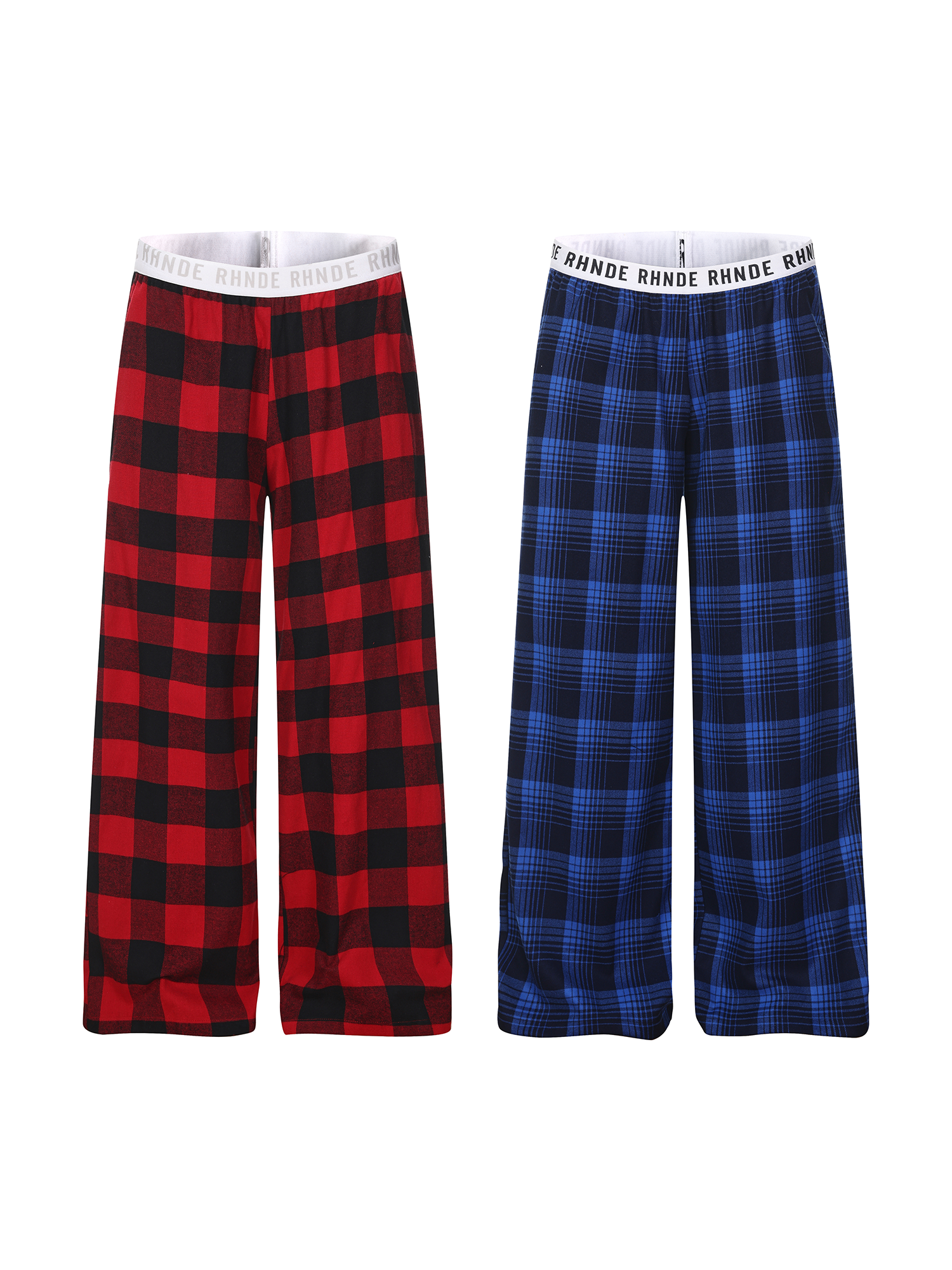 Liveshouse Iconic Plaid Baggy Pants available in Bold Red and Deep Blue colorways.
