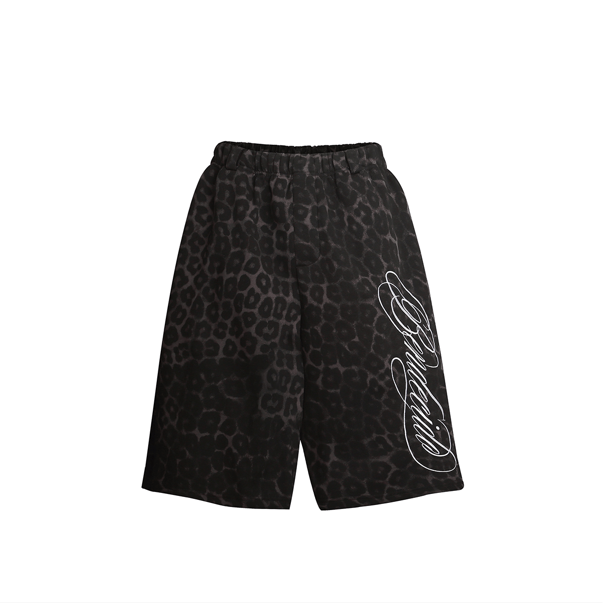 Gothic Leopard Longline Shorts - Style Perspective Shot 6 - Gothic Aesthetic | Oversized Baggy Fit | FDR Studios