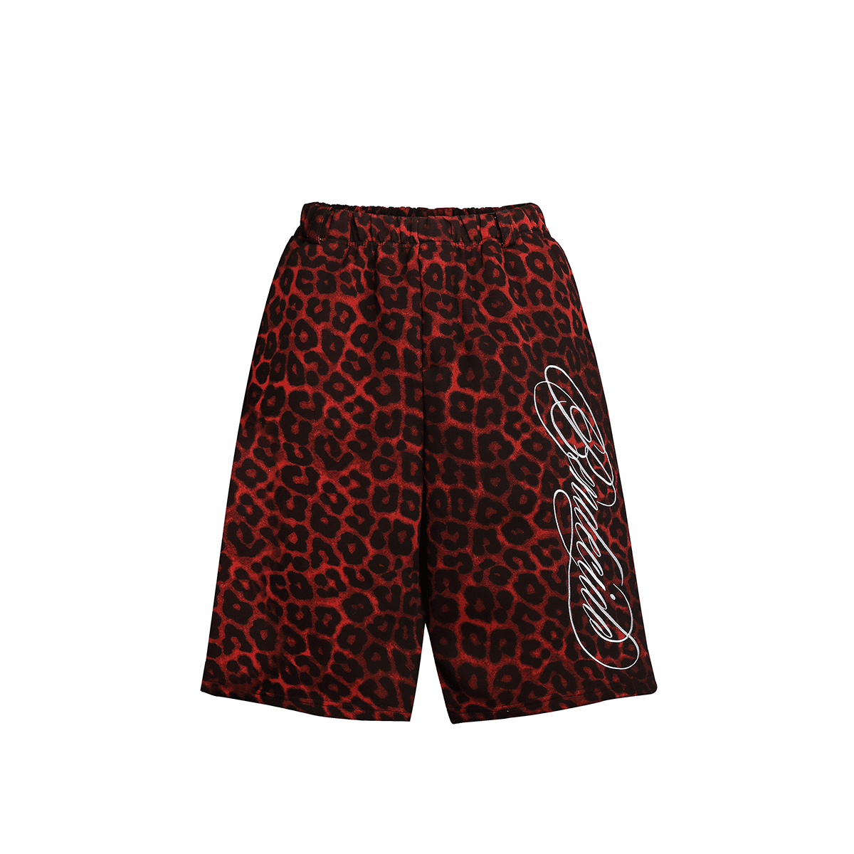 Gothic Leopard Longline Shorts - Fabric Texture & Stitching Detail - Gothic Aesthetic | Oversized Baggy Fit | FDR Studios