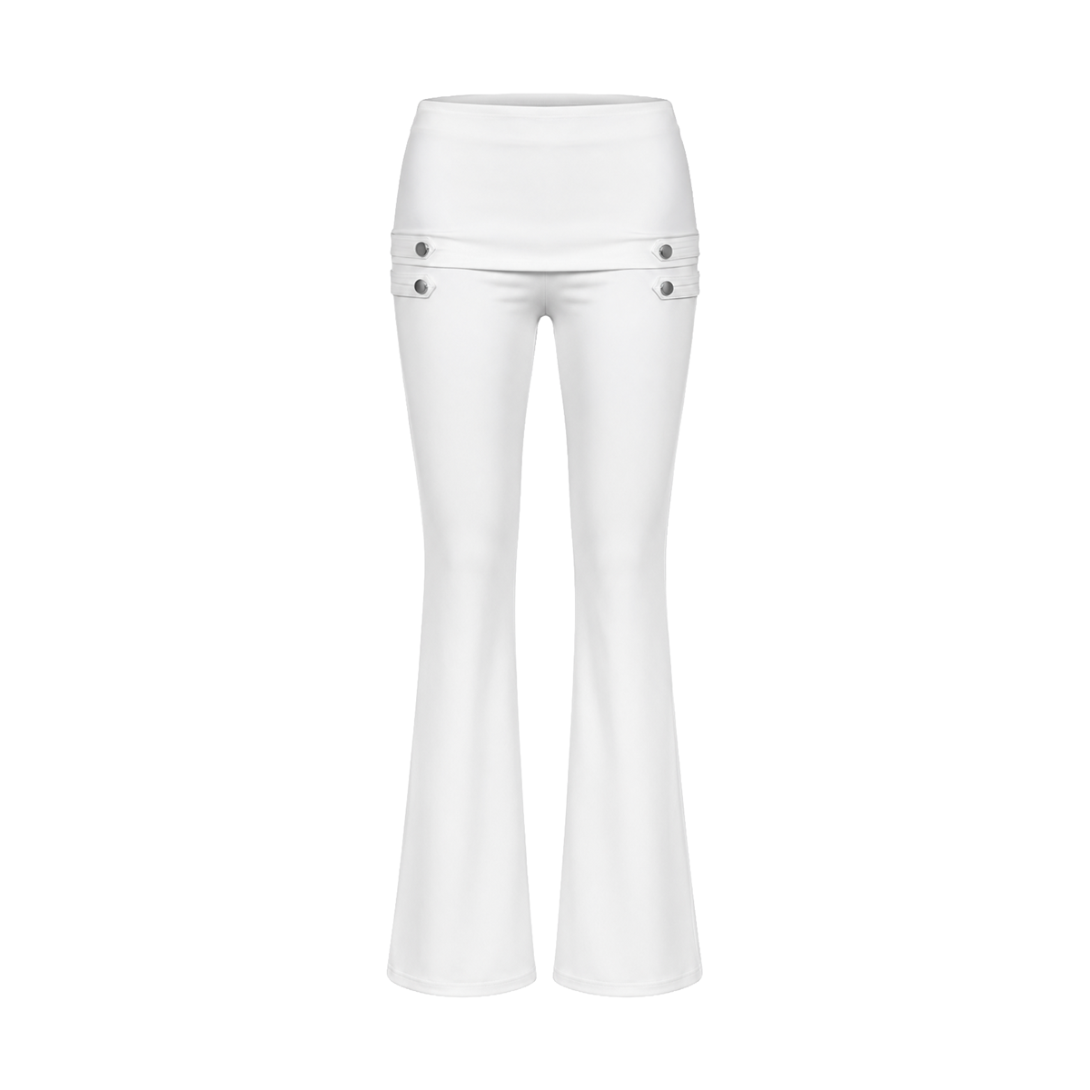 Fold-Over Flare Yoga Pants - Fabric Texture & Stitching Detail - Y2K Streetwear | FDR Studios