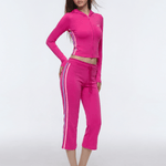 Stripe Capri Flare Pants - Front View - Y2K Streetwear | FDR Studios