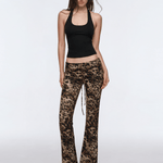 Leopard Low-Rise Flare Pants - Front View - Streetwear Aesthetic | FDR Studios