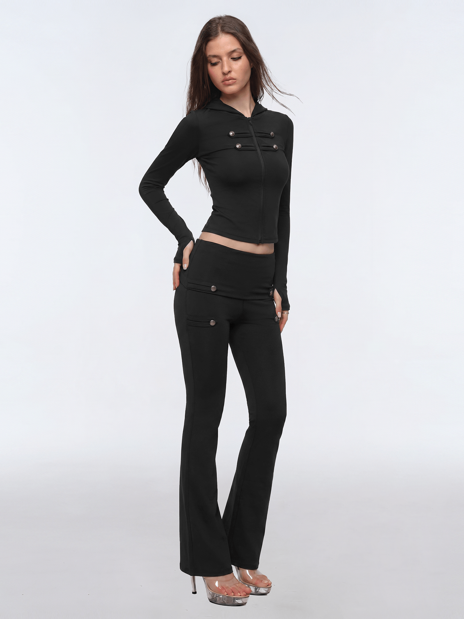 Fold-Over Zip Yoga Jacket - Back Profile & Fit Detail - Y2K Streetwear | FDR Studios