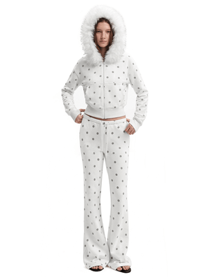Snow Dot Fur Hoodie