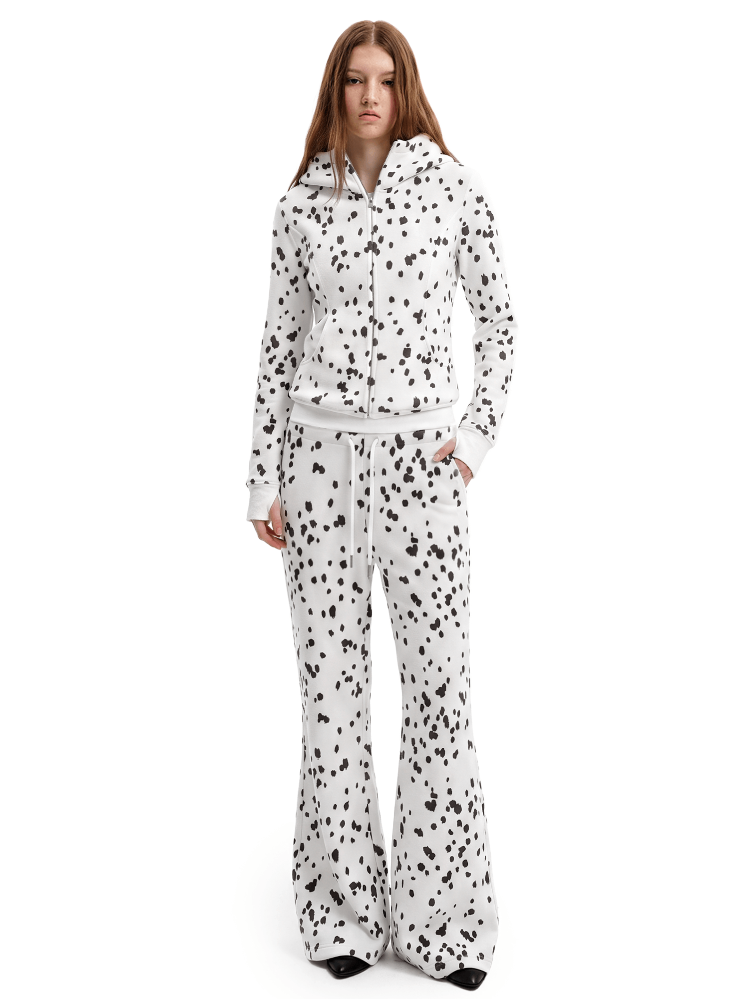 Dalmatian Spot Hoodie,Flare Pants