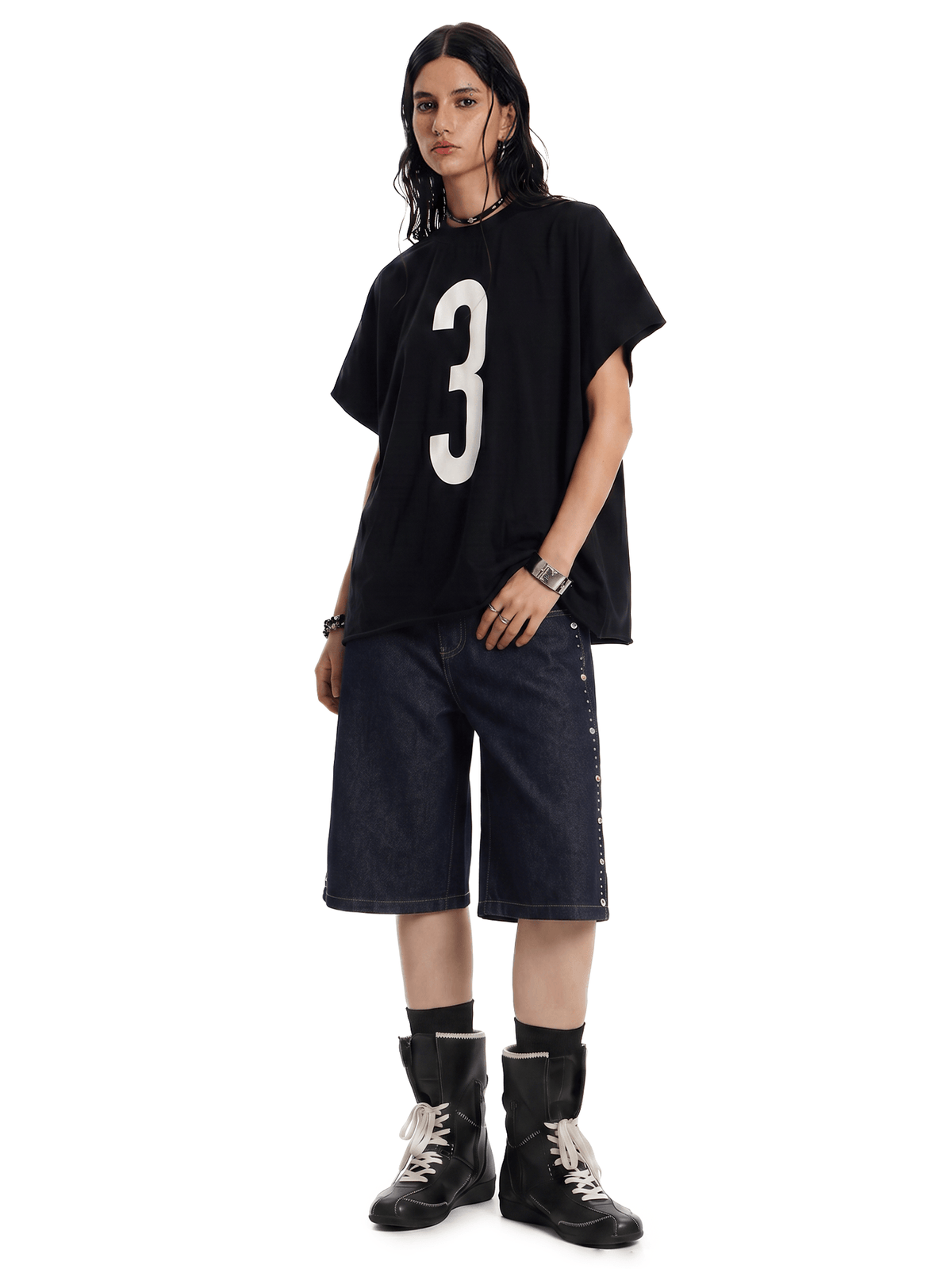 Rhinestone Studded Baggy Jorts