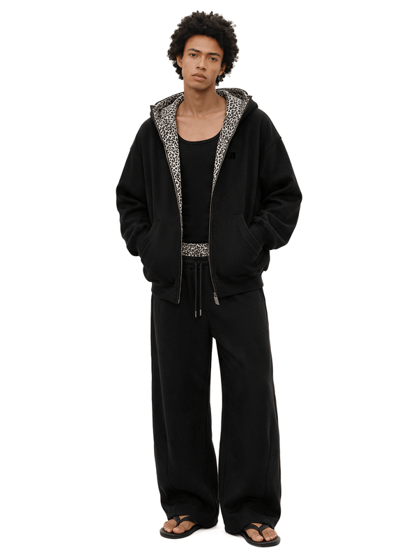 Leopard Double Waist Sweatpants - Style Perspective Shot 9 - Oversized Baggy Fit | FDR Studios