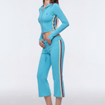 Stripe Capri Flare Pants - Style Perspective Shot 6 - Y2K Streetwear | FDR Studios