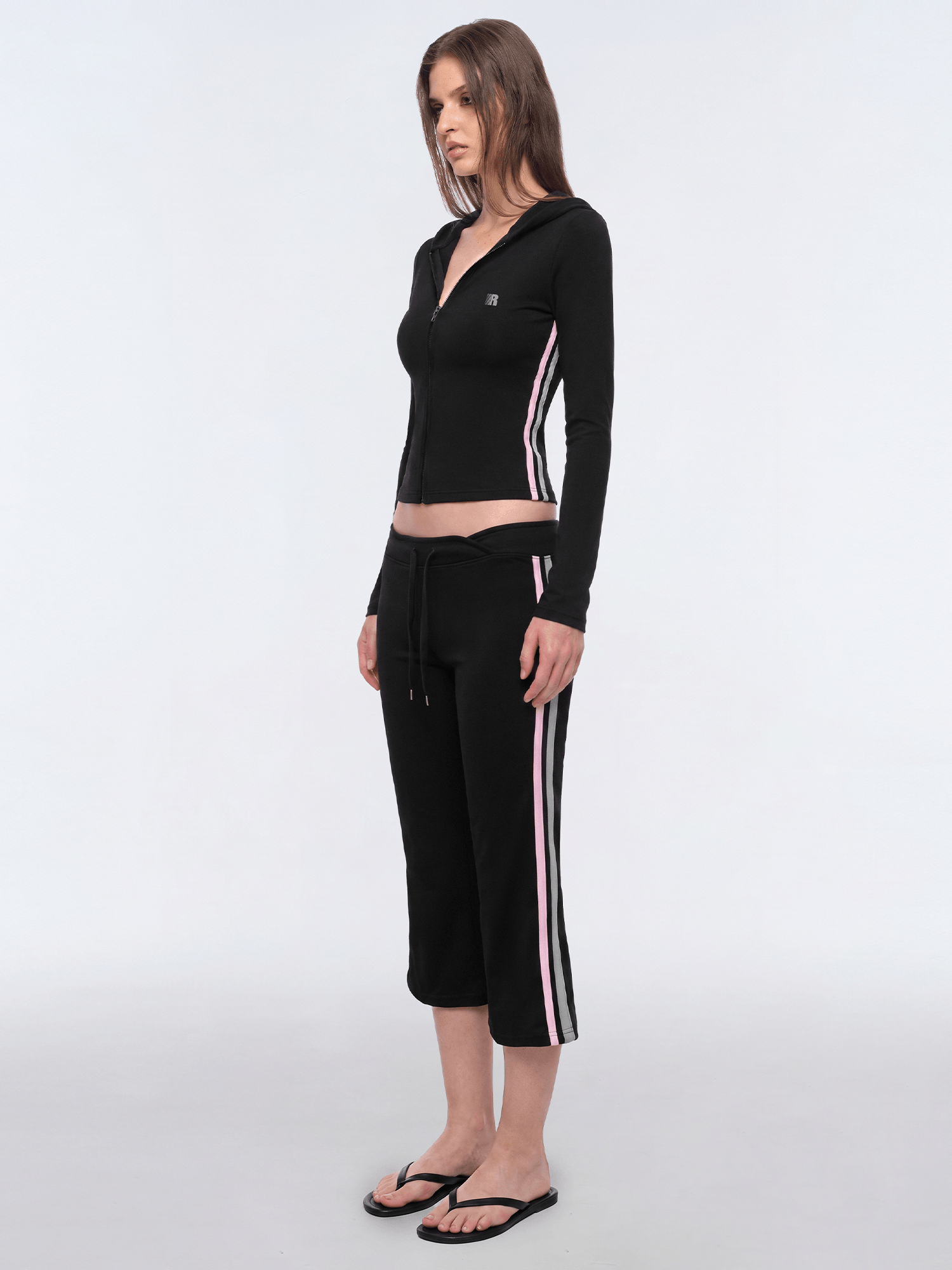 Stripe Capri Flare Pants - Style Perspective Shot 9 - Y2K Streetwear | FDR Studios