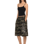 Unisex Camo Longline Jorts - Side Angle & Silhouette Detail - Oversized Baggy Fit | FDR Studios