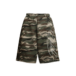 Unisex Camo Longline Jorts - Close-up Material & Design Feature - Oversized Baggy Fit | FDR Studios